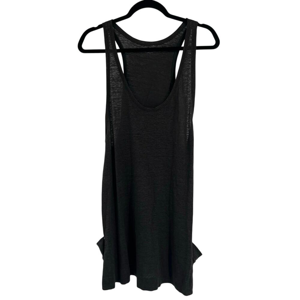 Eileen Fisher Dark Gray Linen Pocket Long Tank Lagenlook Capsule Women’s Large